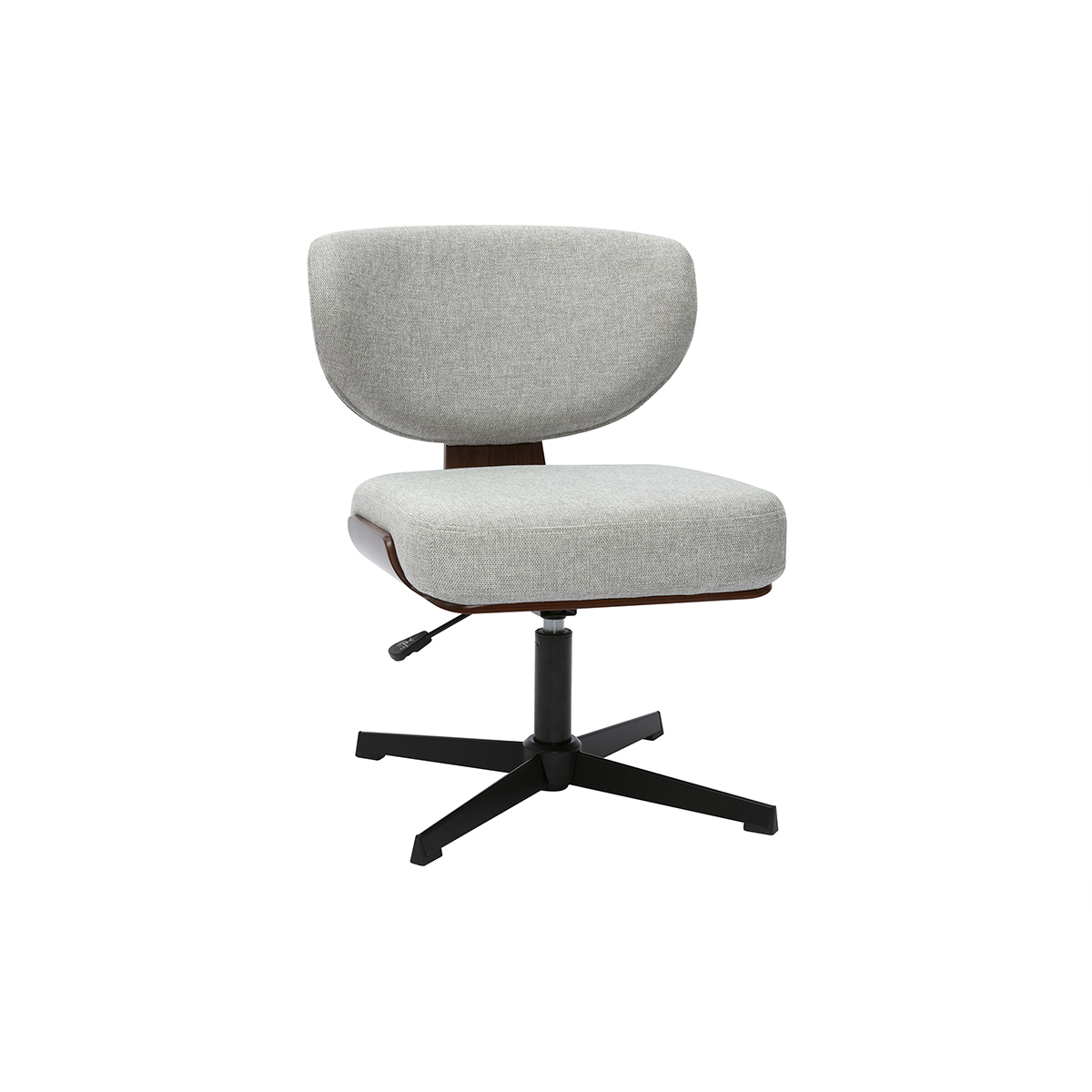 Silla de oficina de madera y tela de efecto terciopelo texturizado gris HANZ
