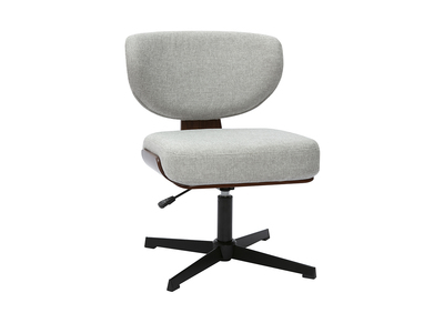 Silla de oficina de madera y tela de efecto terciopelo texturizado gris HANZ