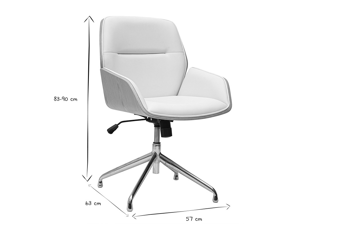 Silla de oficina dise�o MARLOW en negro y blanco con dimensiones 83-90x63x57 cm.