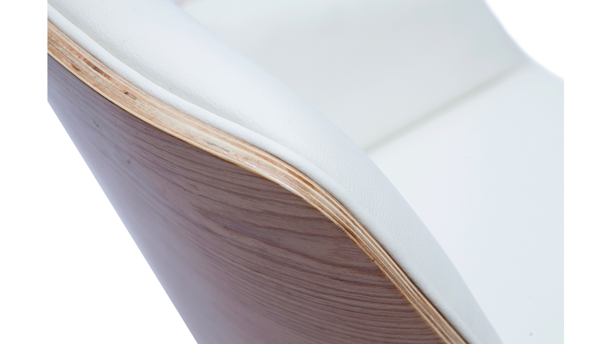 Silla de escritorio madera clara y blanca CURVED - Miliboo