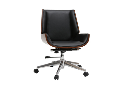 Silla de oficina madera oscura y negra CURVED - Silla de oficina madera oscura y negra CURVED