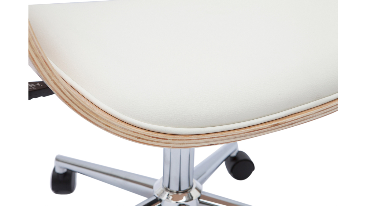 Silla de escritorio madera clara y blanca CURVED - Miliboo