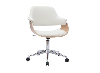 Silla de oficina moderna blanca y madera clara HANSEN