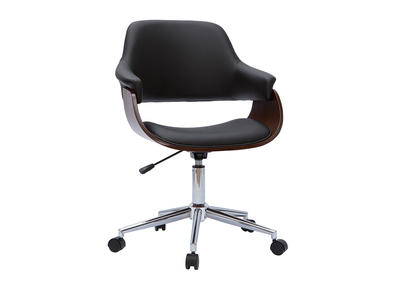 Silla de oficina moderna negra con madera oscura HANSEN
