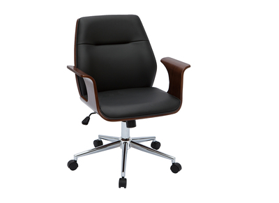 Silla de oficina moderna negra con madera oscura RUFIN