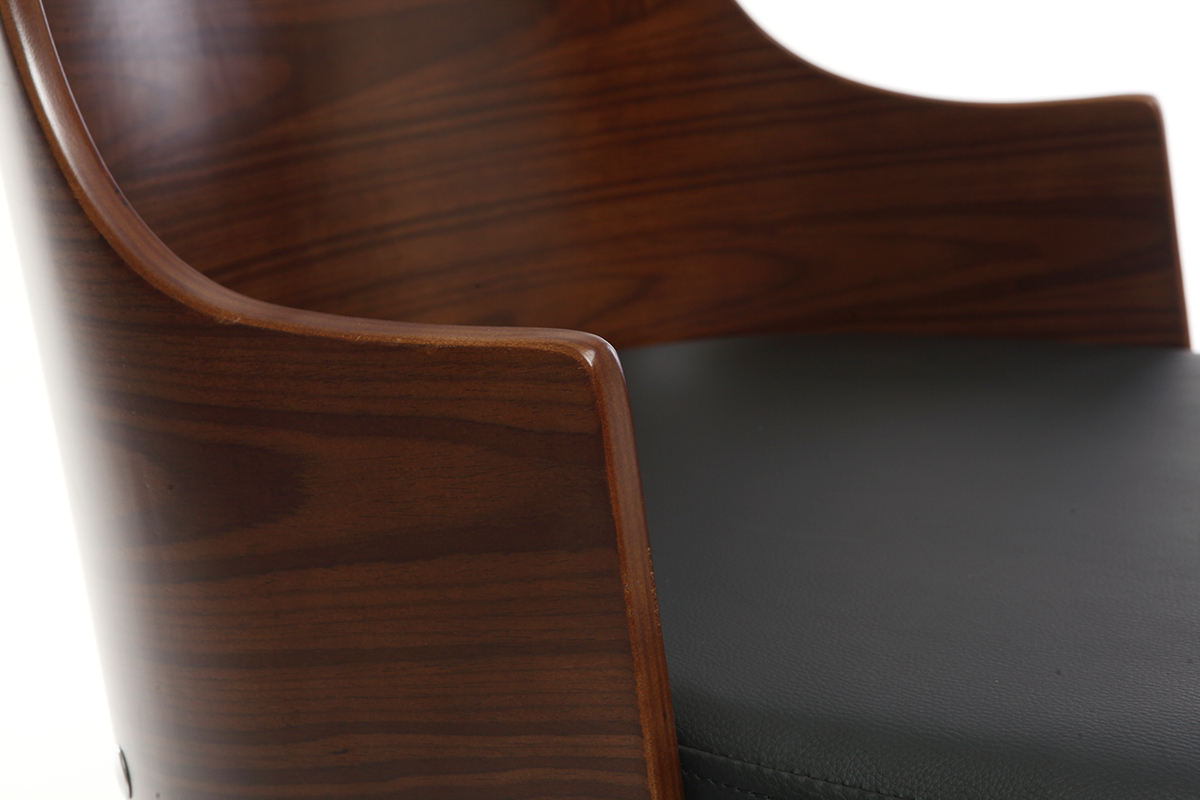 Silla de oficina moderna PU negro y nogal MAYOL