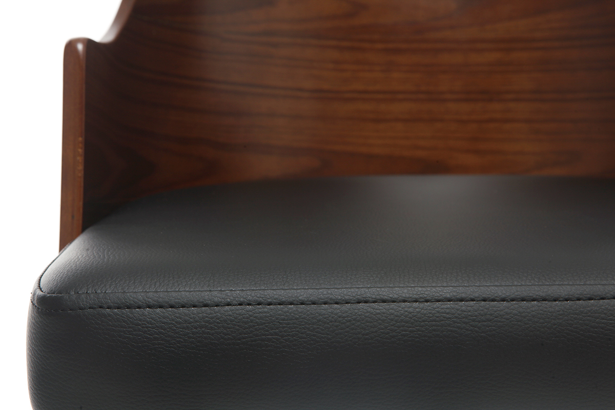 Silla de oficina moderna PU negro y nogal MAYOL