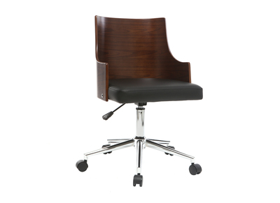 Silla de oficina moderna PU negro y nogal MAYOL