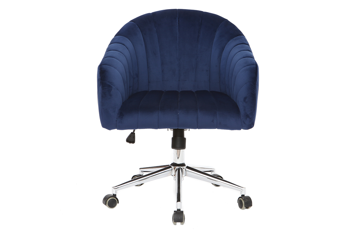 Silla de oficina terciopelo azul oscuro ROMI
