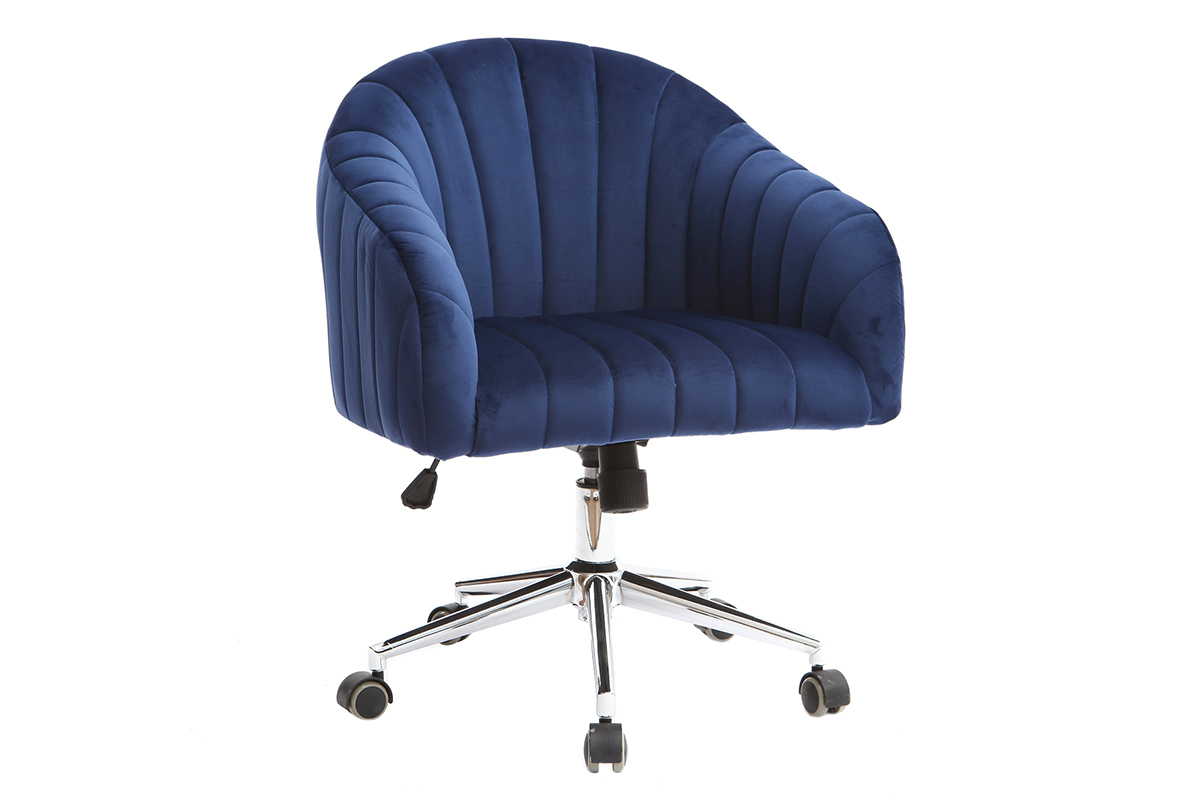 Silla de oficina terciopelo azul oscuro ROMI
