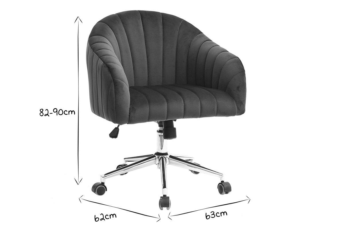 Silla de oficina terciopelo azul oscuro ROMI