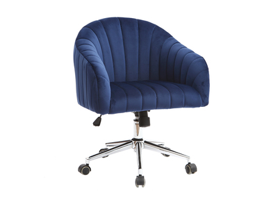 Silla de oficina terciopelo azul oscuro ROMI - Silla de oficina terciopelo azul oscuro ROMI