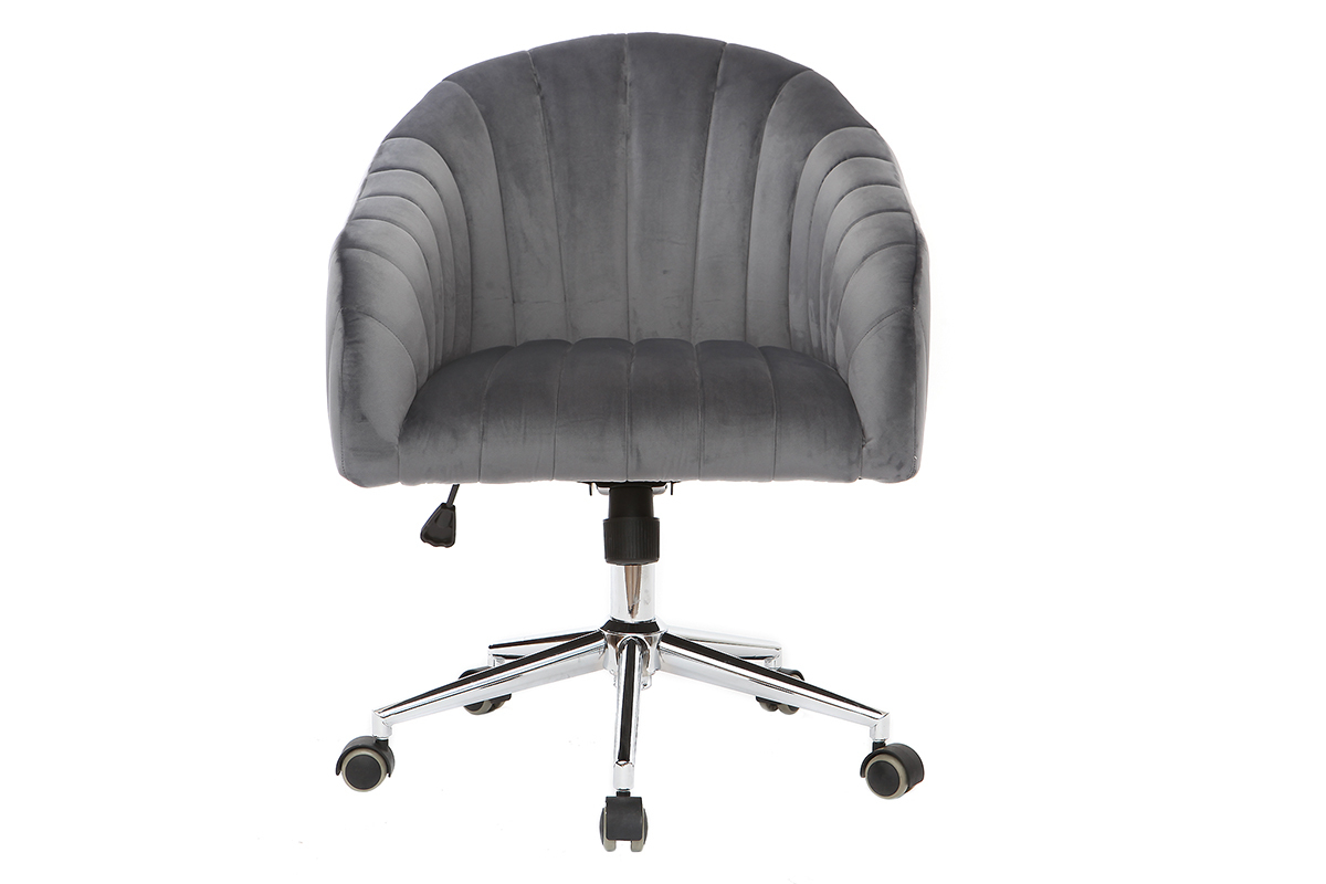 Silla de oficina terciopelo gris oscuro ROMI