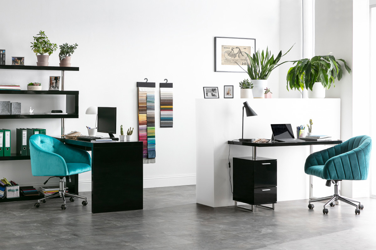 Silla de oficina terciopelo gris oscuro ROMI