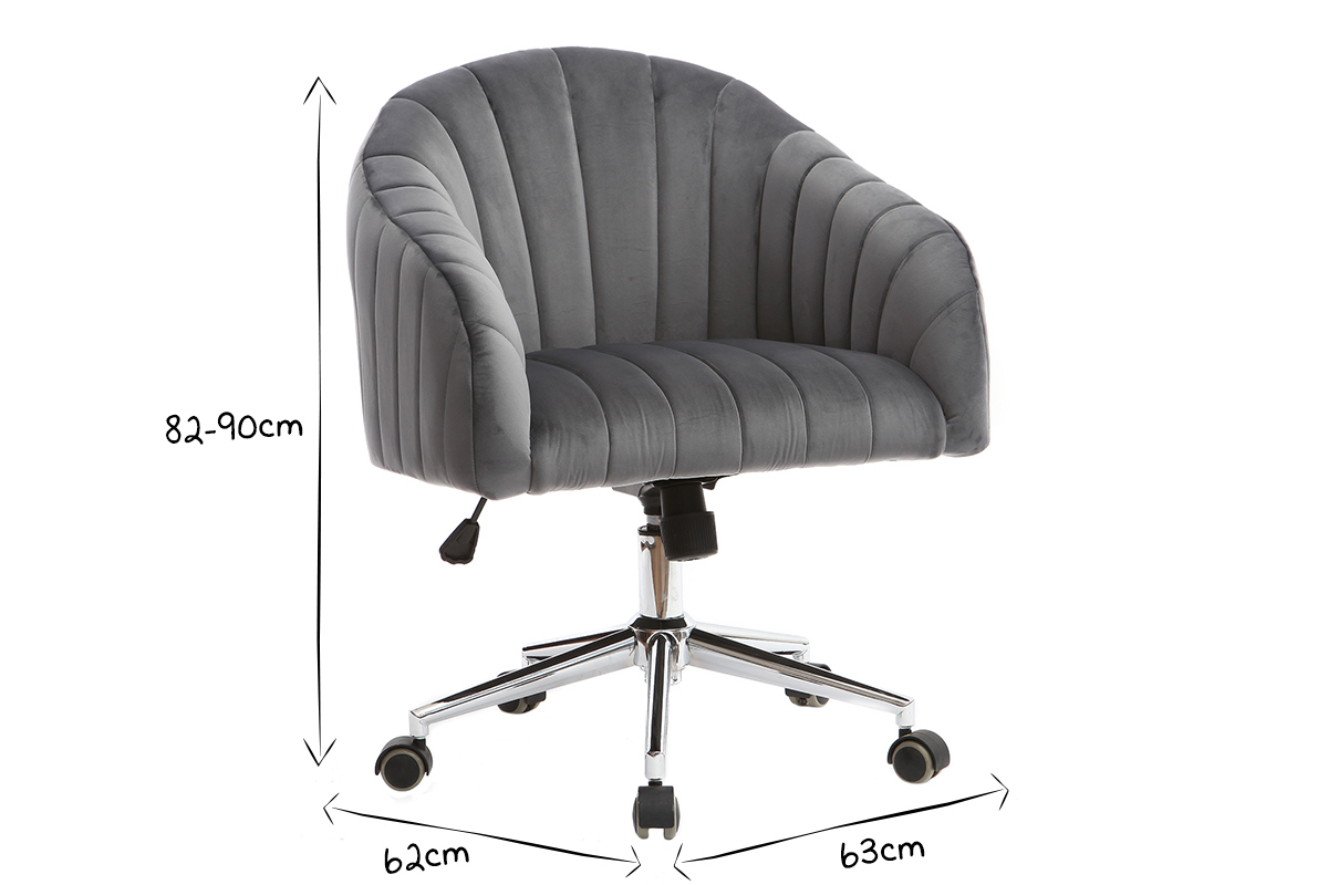 Silla de oficina terciopelo gris oscuro ROMI