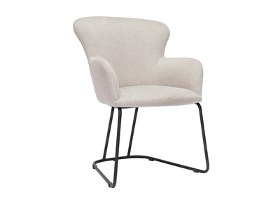 Silla de tejido efecto aterciopelado texturizado beige y metal negro BRITT