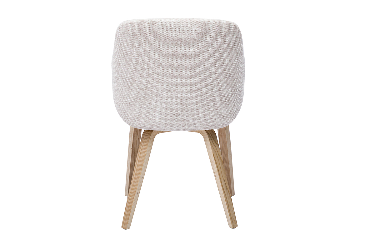 Silla de tela chenille beige y madera clara EARL