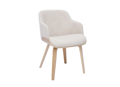 Silla de tela chenille beige y madera clara EARL
