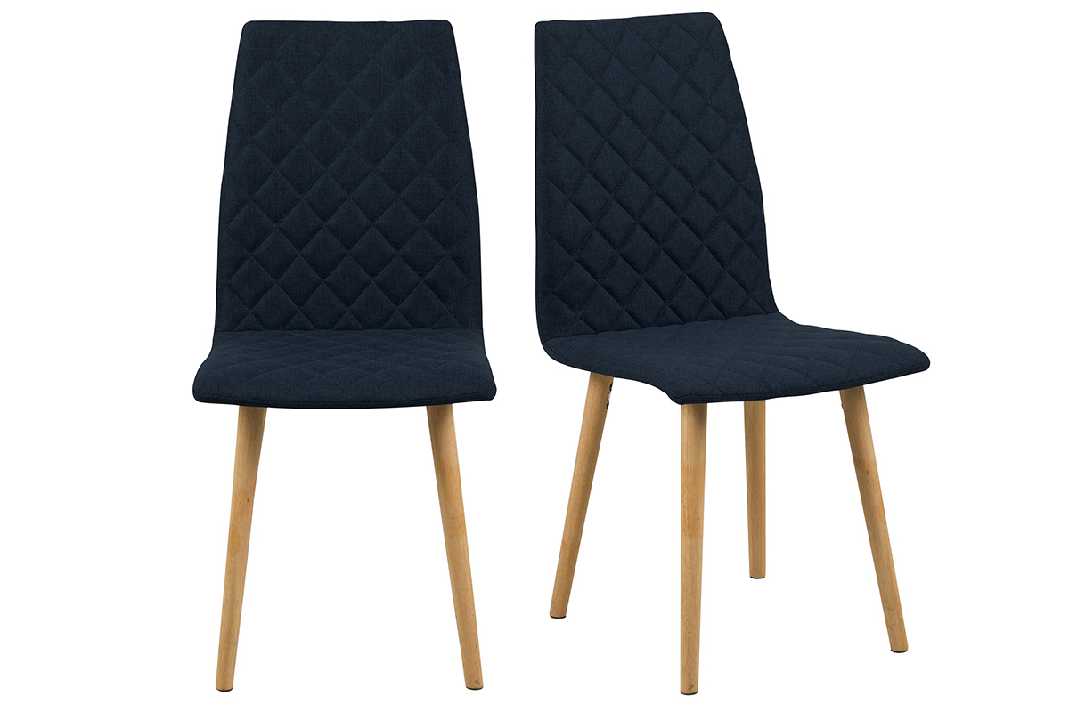 Silla dise�o acolchada diamantes azul oscuro lote de 2 DIAMOND