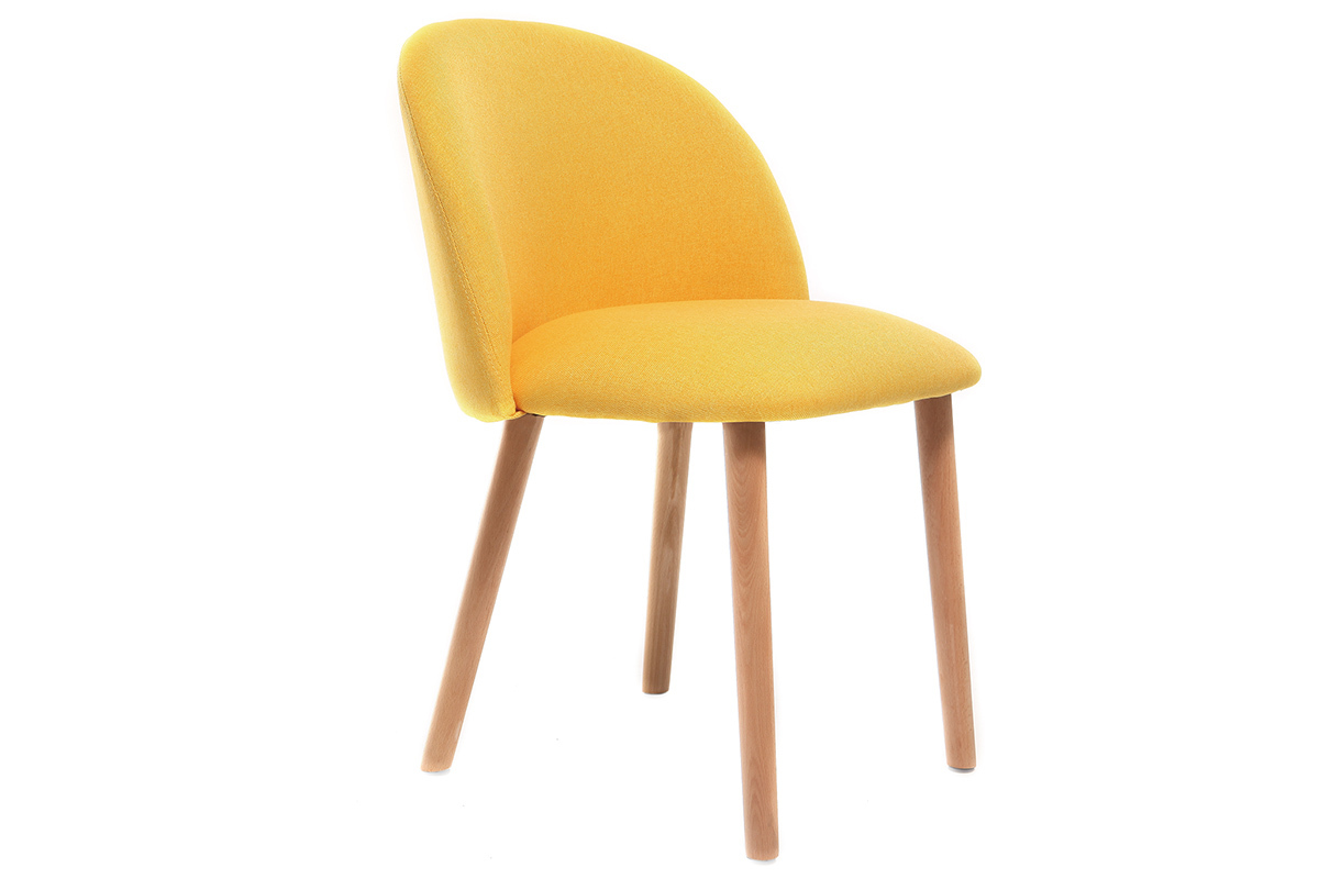 Silla diseo amarillo y madera CELESTE