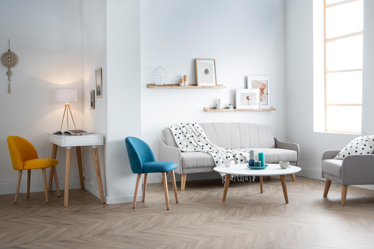 Silla diseo azul petrleo y madera CELESTE