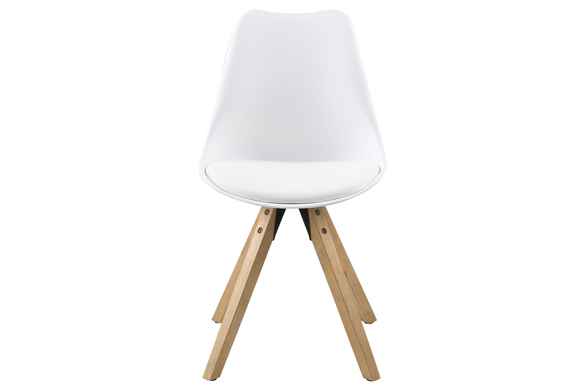 Silla diseo blanco y patas madera clara lote de 2 NADJA