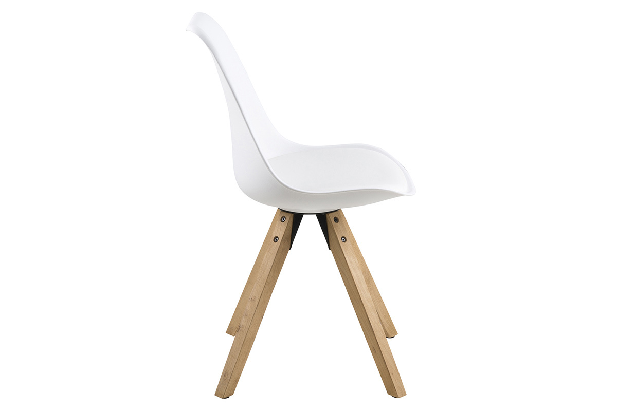 Silla diseo blanco y patas madera clara lote de 2 NADJA