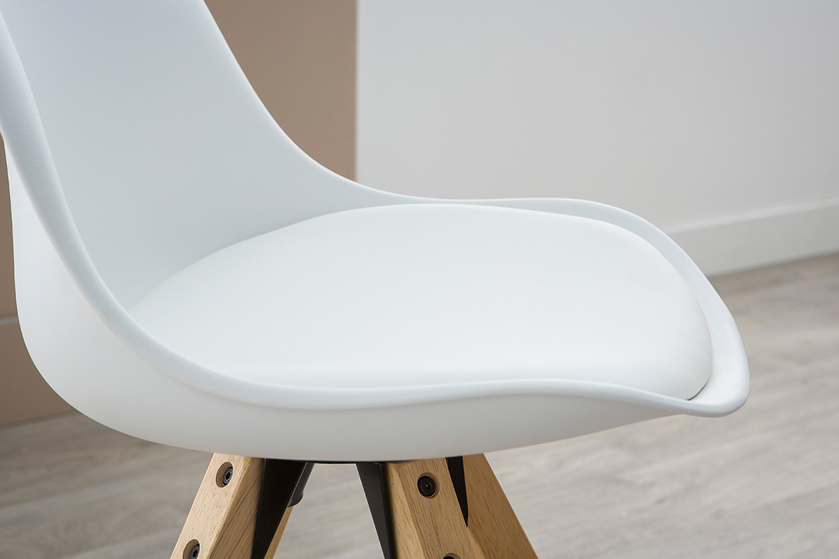 Silla diseo blanco y patas madera clara lote de 2 NADJA