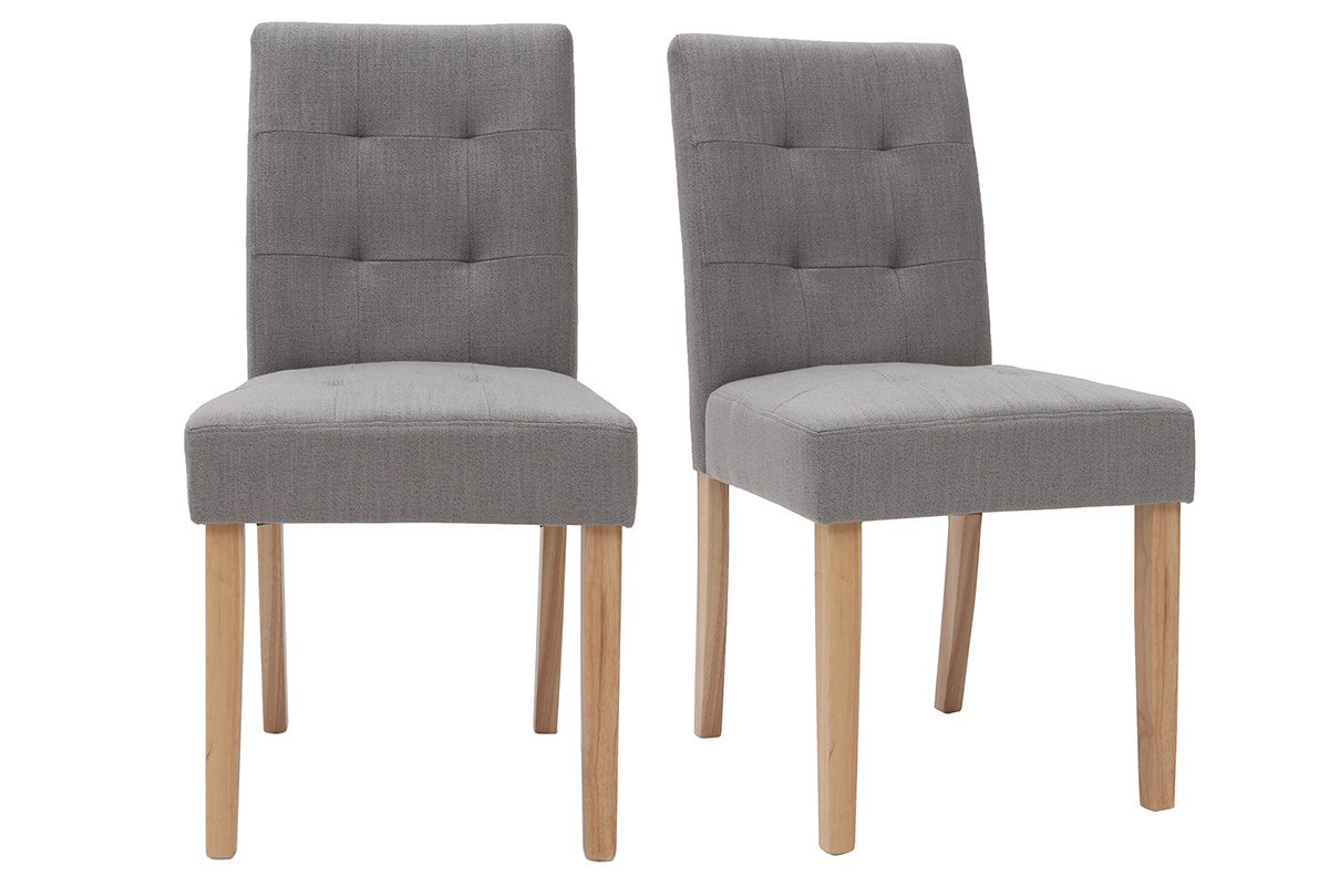 Silla diseo capitan tejido gris patas madera lote de 2 ESTER