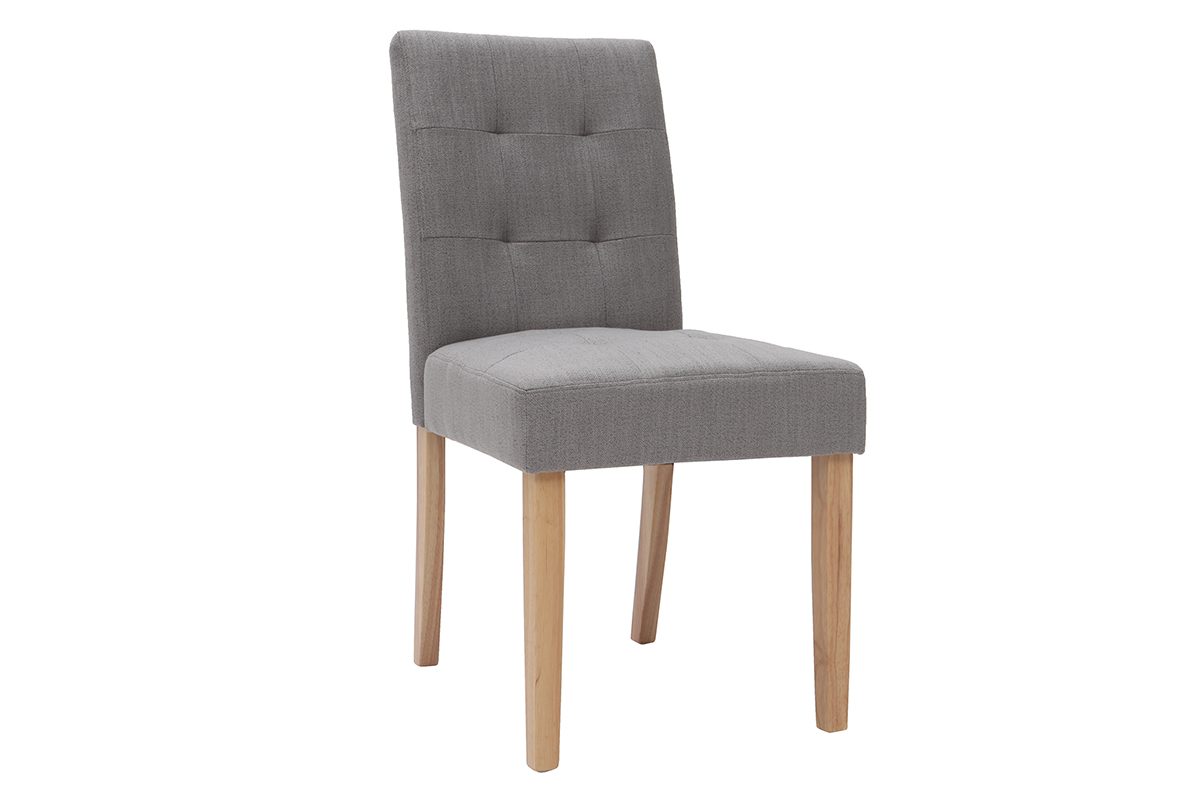 Silla diseo capitan tejido gris patas madera lote de 2 ESTER