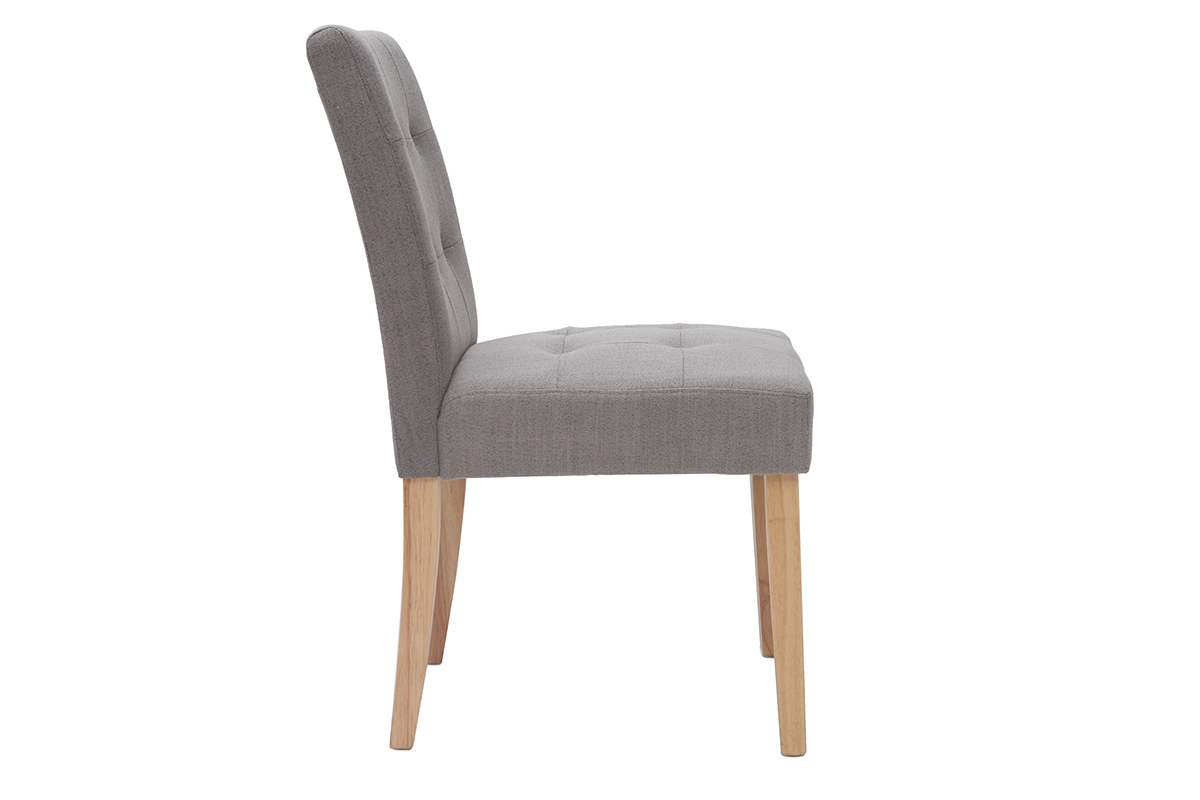 Silla diseo capitan tejido gris patas madera lote de 2 ESTER
