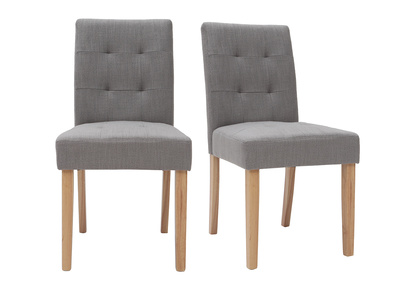 Silla dise&ntilde;o capitan&eacute; tejido gris patas madera lote de 2 ESTER
