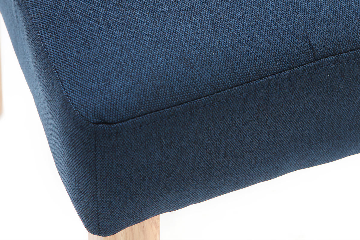 Silla diseo capiton tejido azul patas madera lote de 2 ESTER