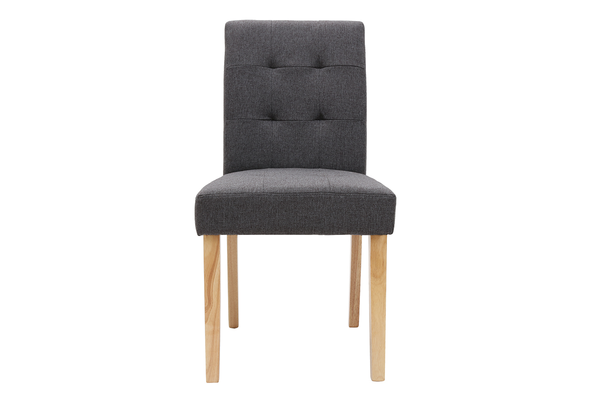 Silla diseo capiton tejido gris oscuro patas madera lote de 2 ESTER