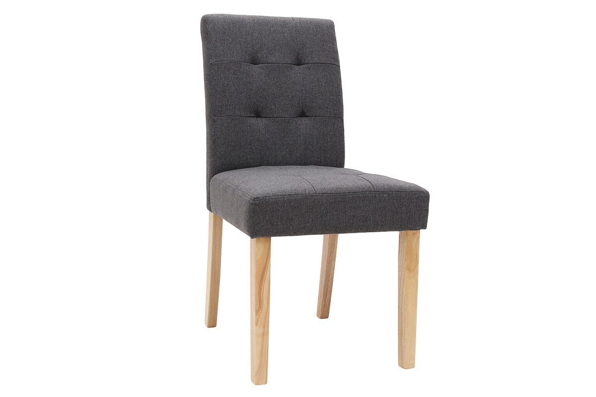 Silla diseo capiton tejido gris oscuro patas madera lote de 2 ESTER
