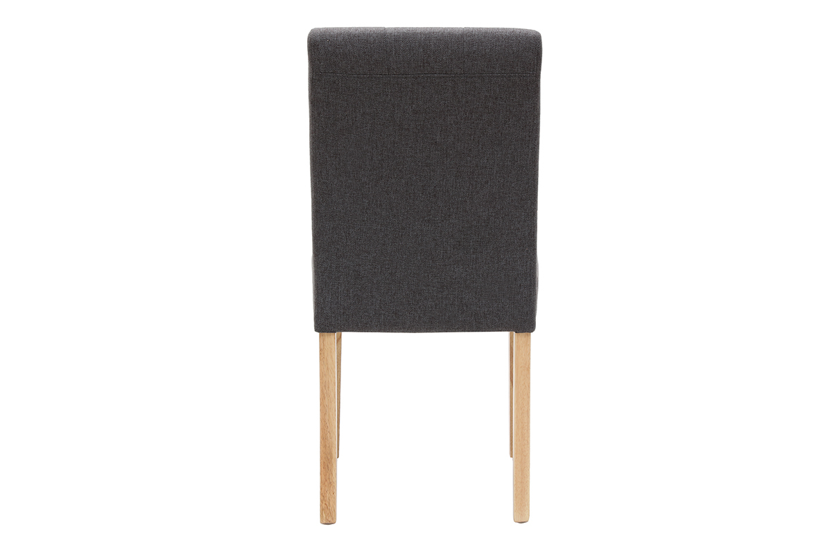 Silla diseo capiton tejido gris oscuro patas madera lote de 2 ESTER