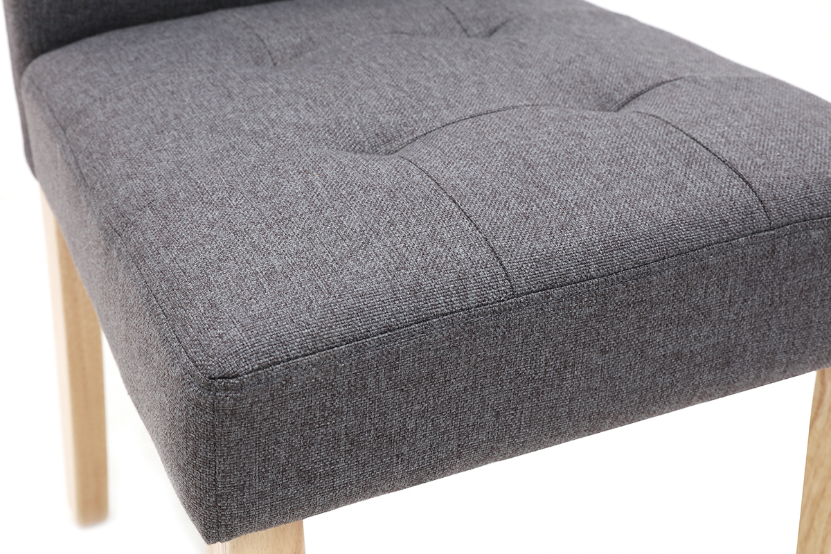 Silla diseo capiton tejido gris oscuro patas madera lote de 2 ESTER