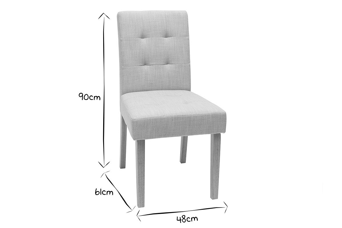 Silla diseo capiton tejido gris oscuro patas madera lote de 2 ESTER