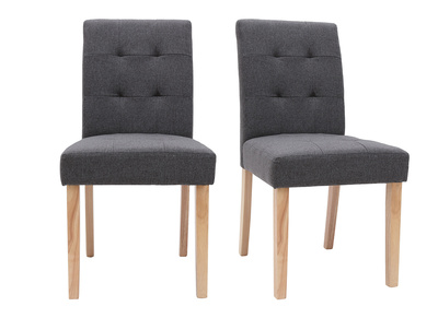 Silla dise&ntilde;o capiton&eacute; tejido gris oscuro patas madera lote de 2 ESTER