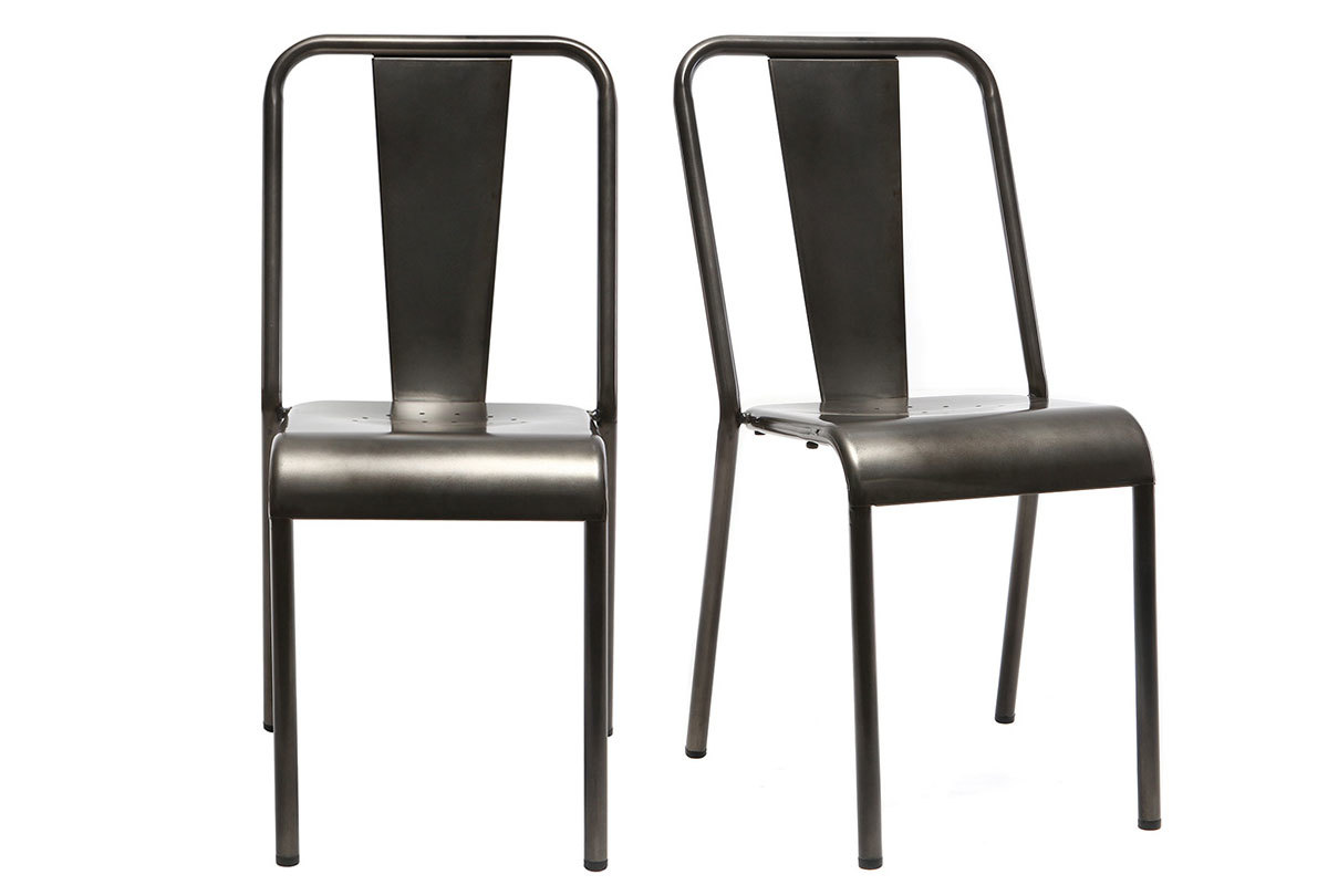Silla diseo metal inox lote de 2 EVAN