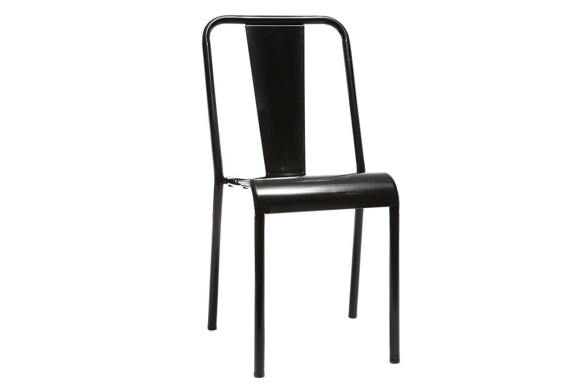 Silla diseo metal negro lote de 2 EVAN