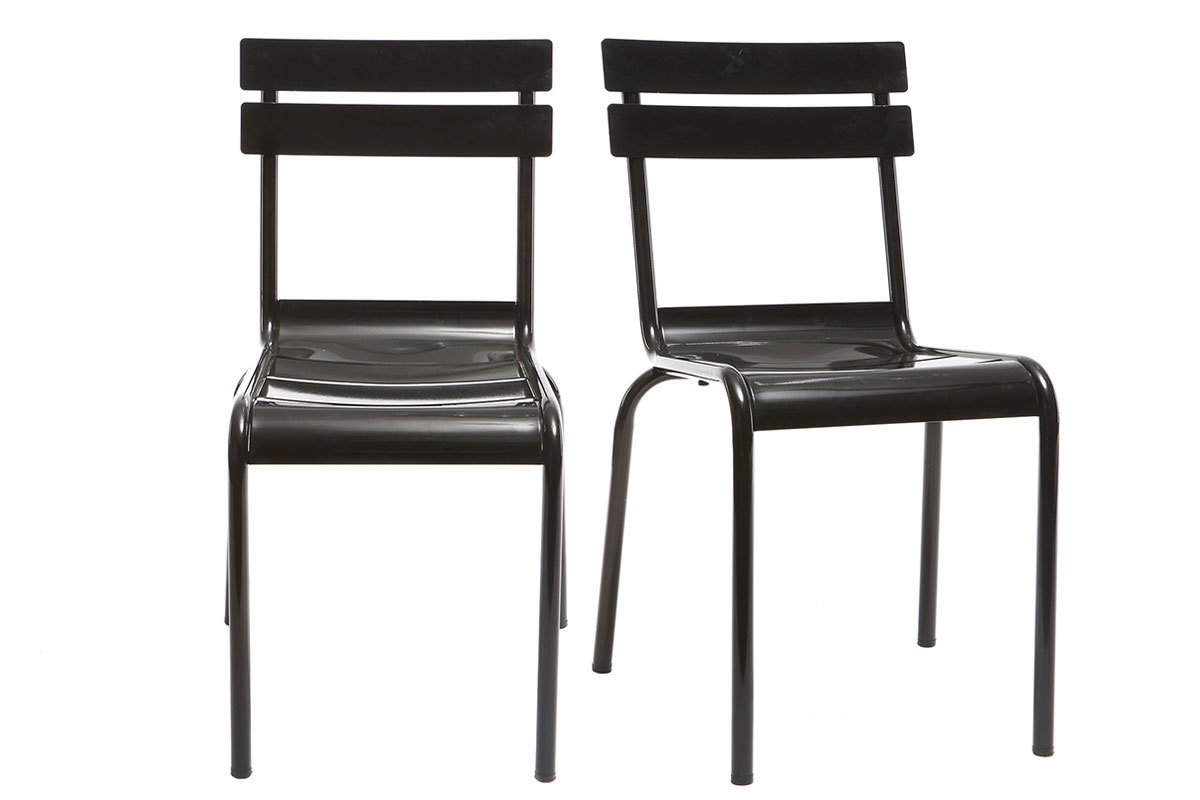 Silla diseo metal negro lote de 2 SHERMAN