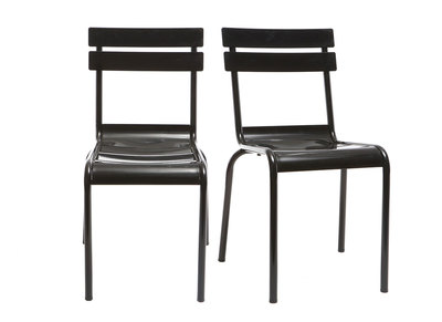 Silla dise&ntilde;o metal negro lote de 2 SHERMAN
