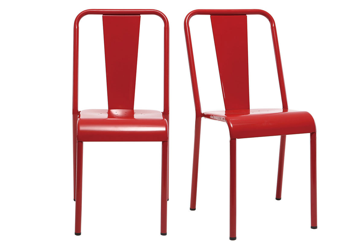 Silla diseo metal rojo lote de 2 EVAN