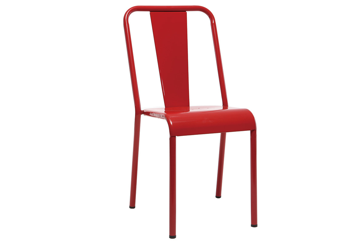 Silla diseo metal rojo lote de 2 EVAN