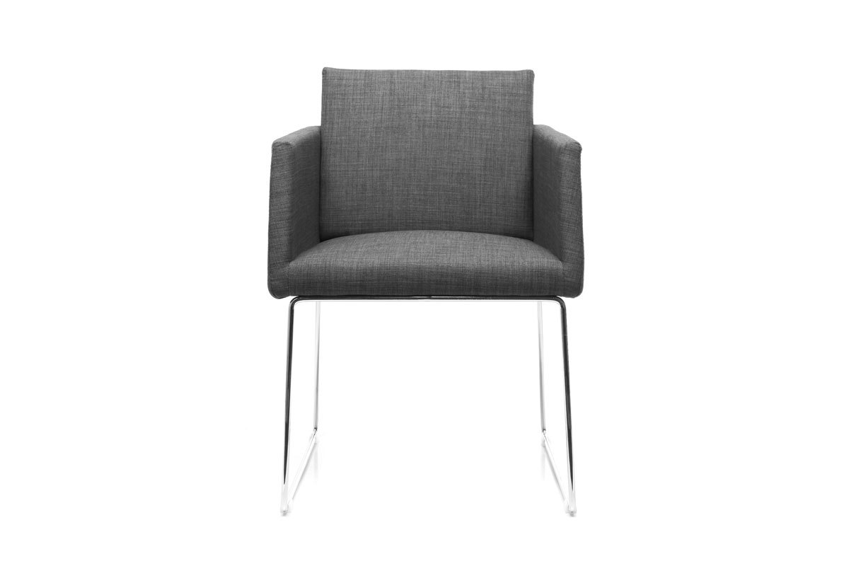 Silla diseo polister gris y acero cromado NEORA