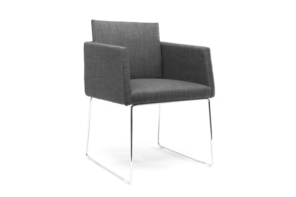 Silla diseo polister gris y acero cromado NEORA
