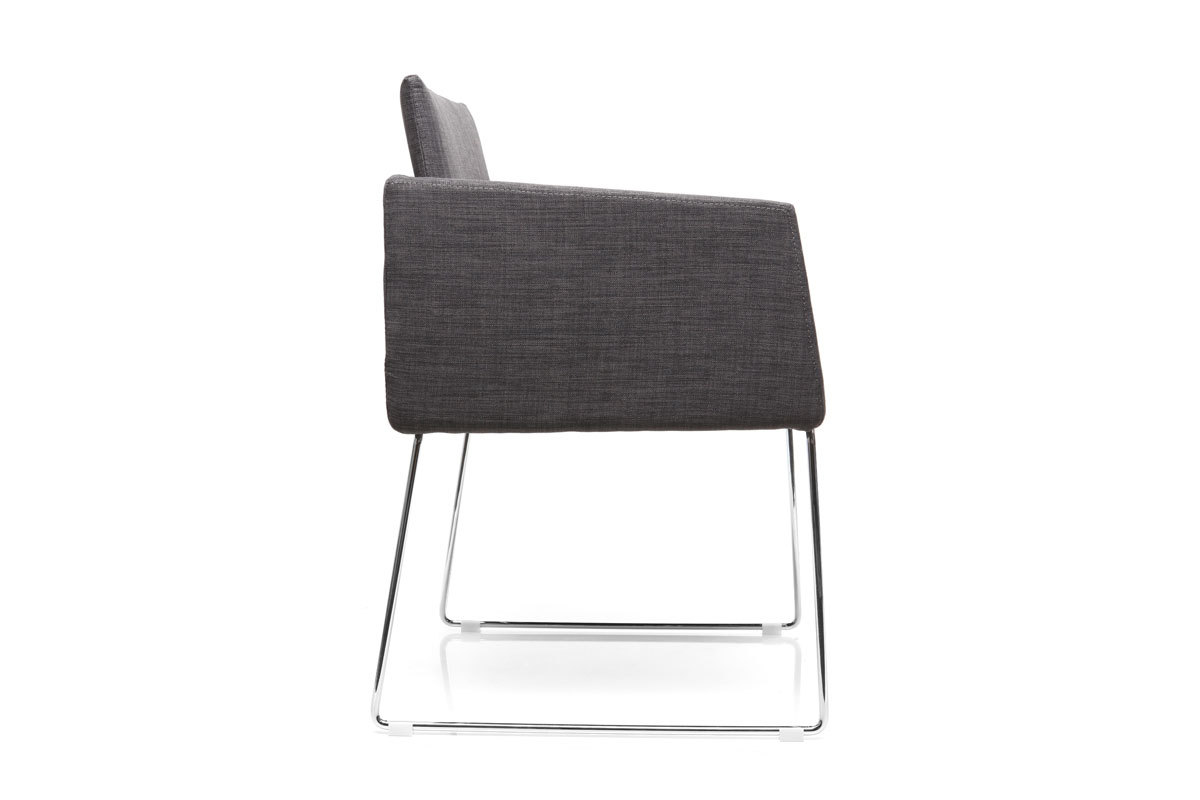 Silla diseo polister gris y acero cromado NEORA