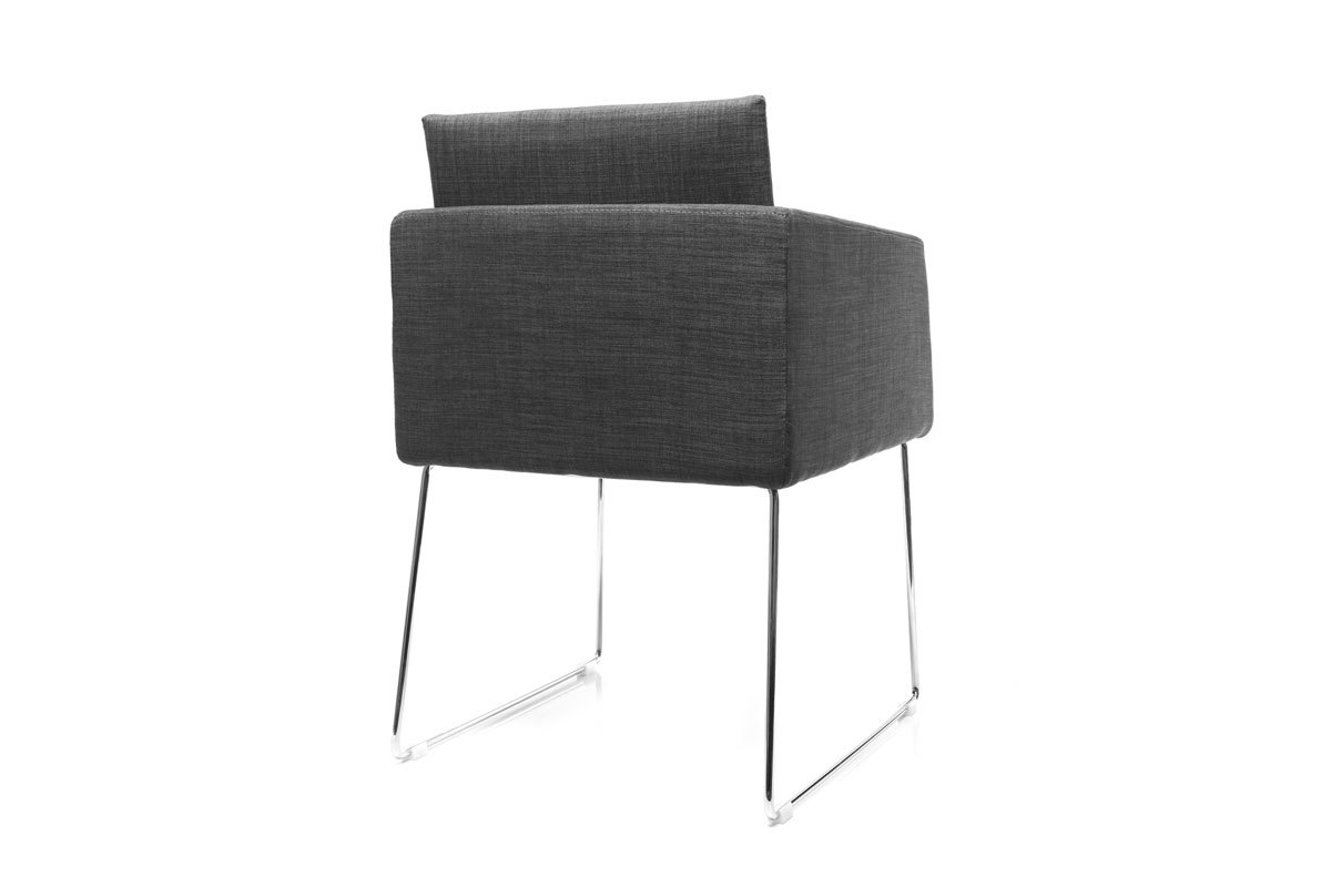 Silla diseo polister gris y acero cromado NEORA