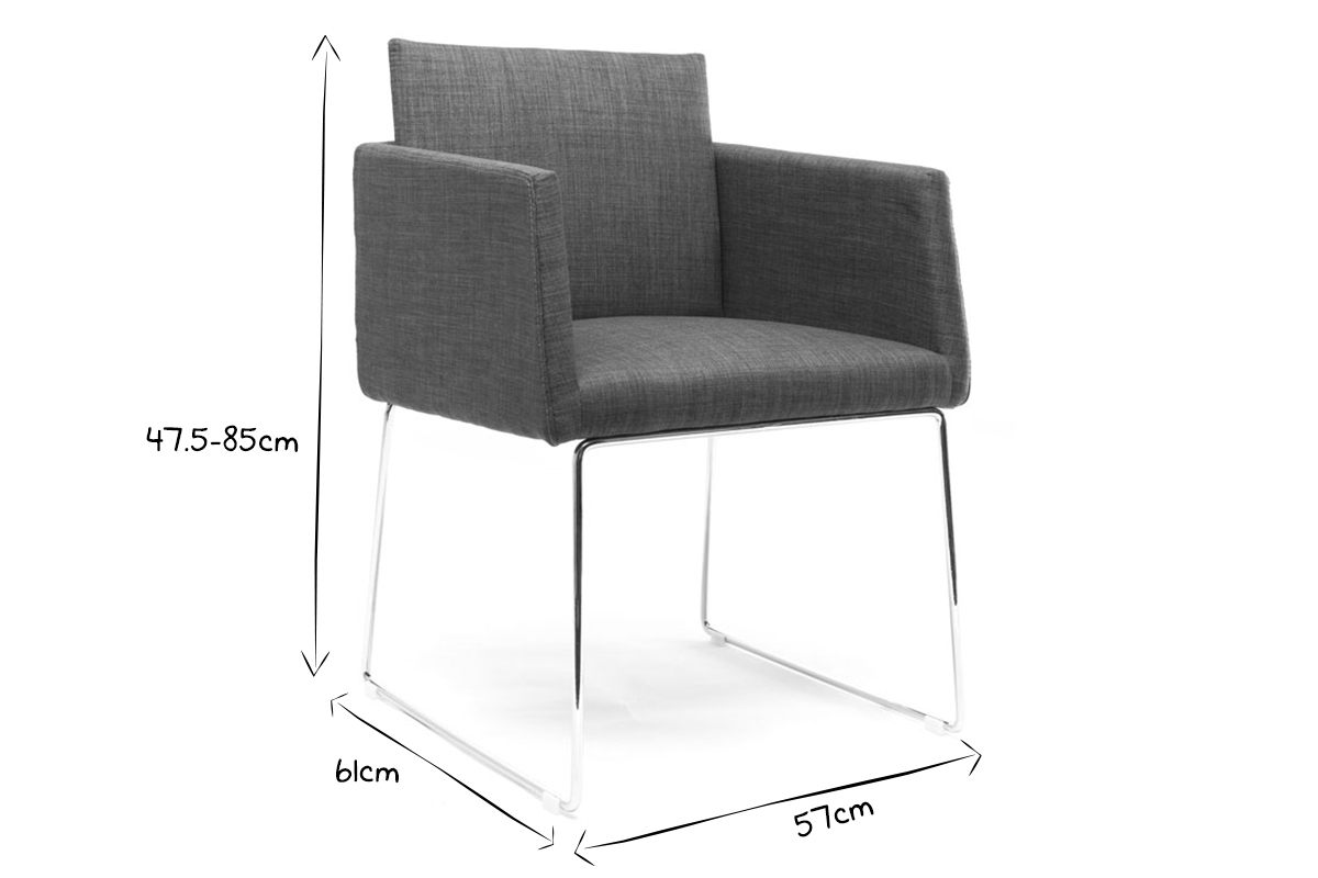 Silla diseo polister gris y acero cromado NEORA